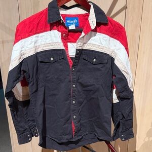 Vintage Wrangler Red, White, and Black shirt Sz 14-16 kids or Women’s XS